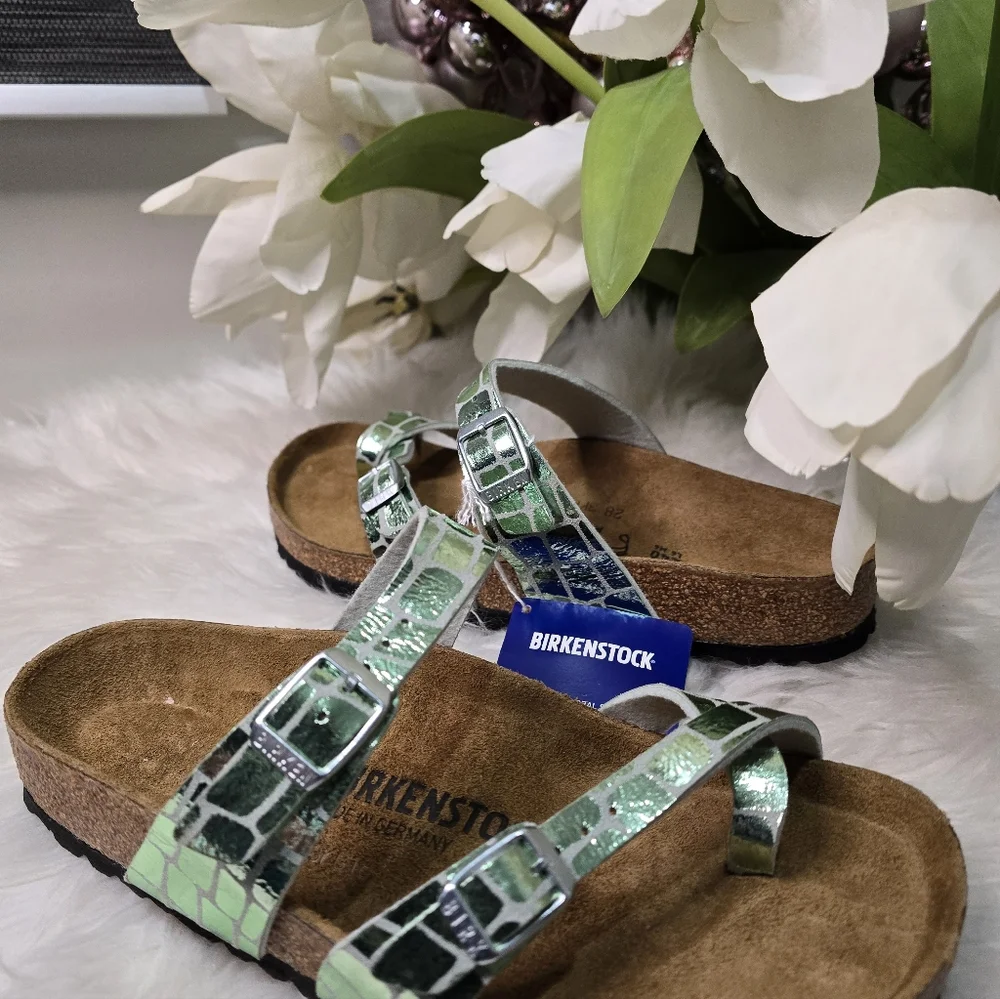 Birkenstock Mayari microfiber Women shoes size37/6COLOR:Gator Gleam New